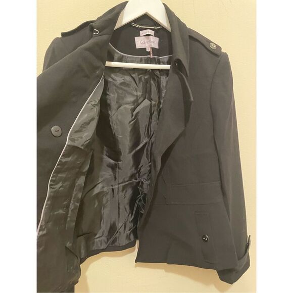 Flawed Calvin Klein black blazer button jacket size 8 petite - Picture 11 of 15